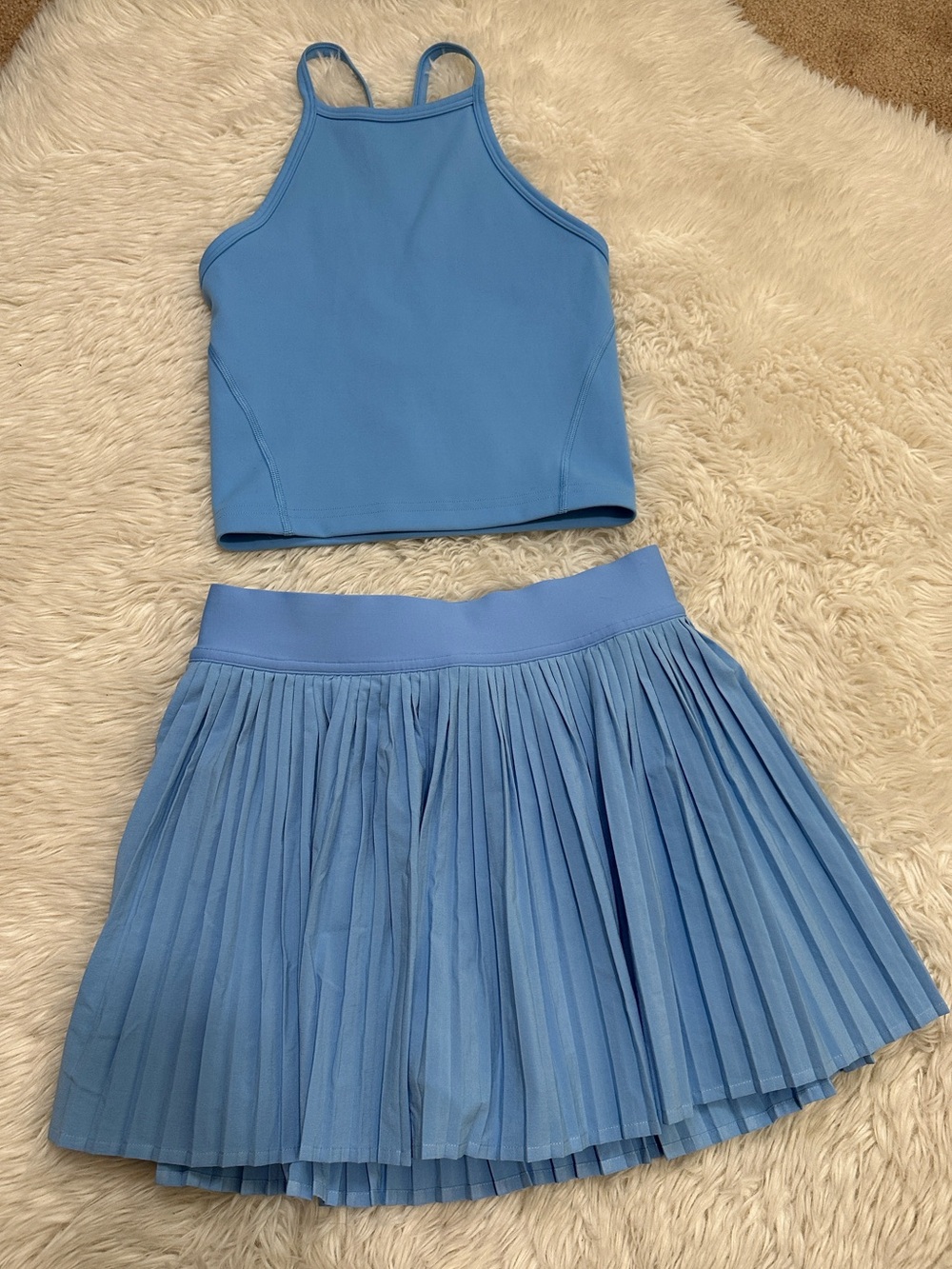 lululemon athletica Light Blue Cropped Tank & Pleated Skirt Set